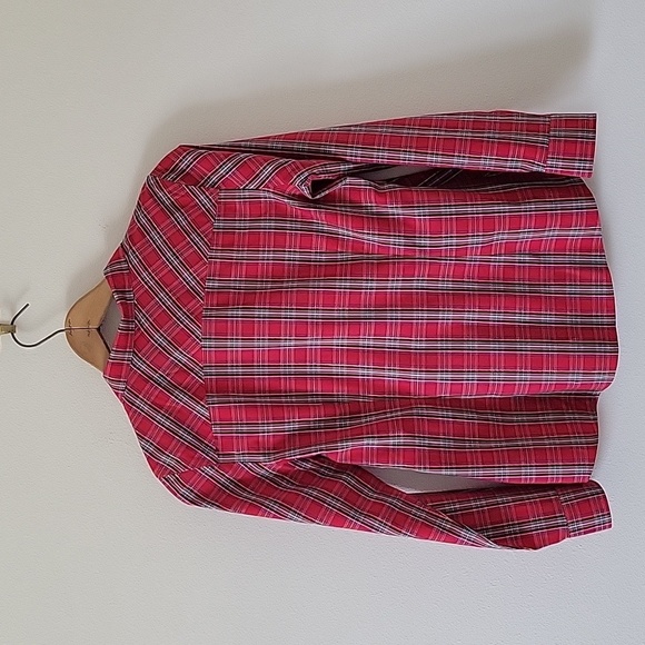 Talbots Red Holiday Plaid Long Sleeve Button Down Shirt Size 6P PETITE - Picture 5 of 7